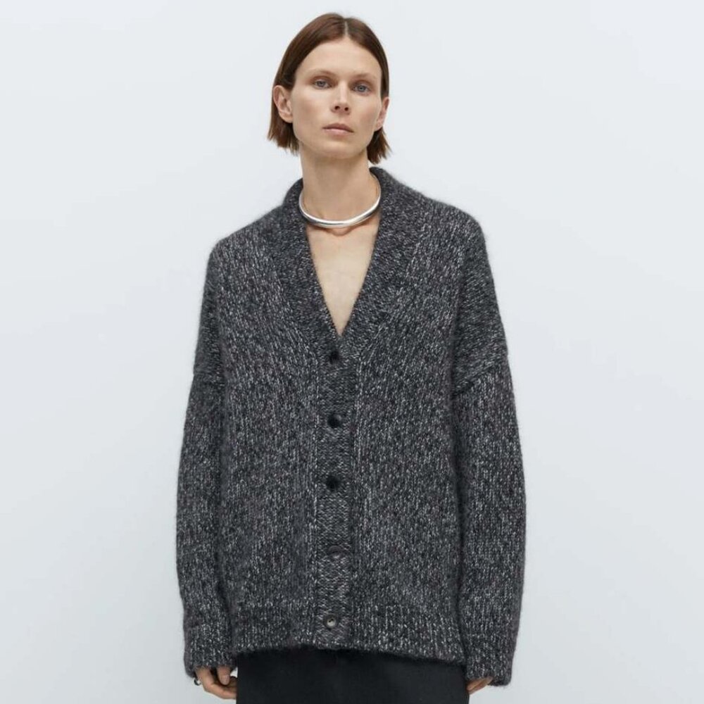 Cordera brand Oversized Cardigan in Black Melange